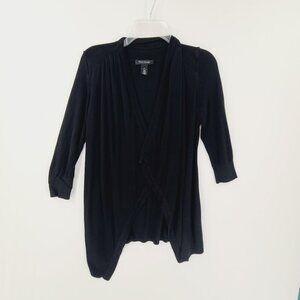 White House Black Market Women's Knit  Cardigan Open Waterfall Black Size S